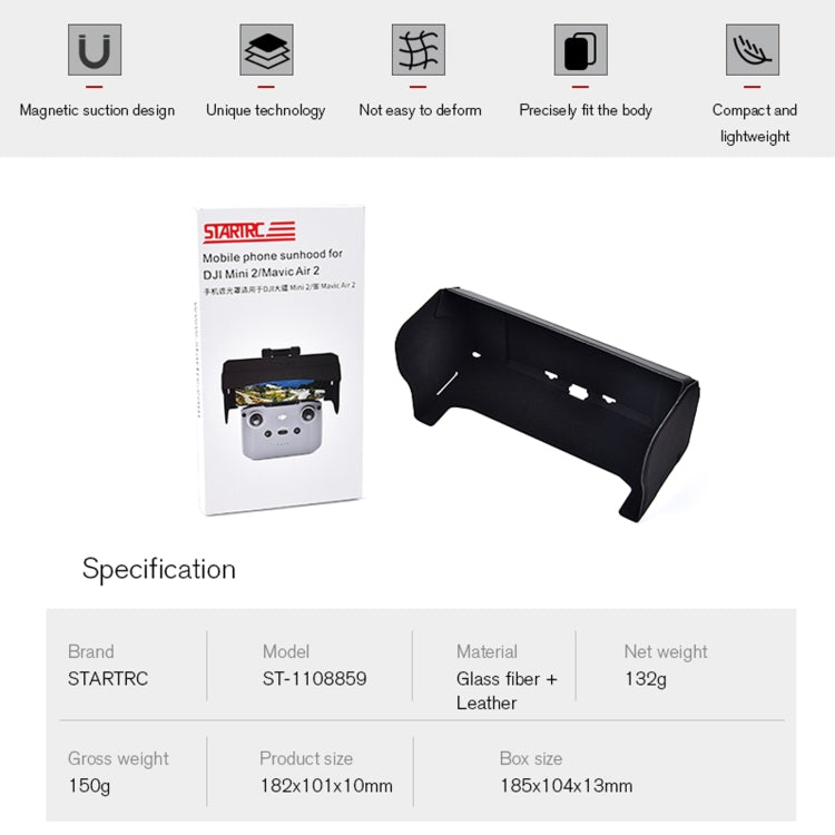 STARTRC 1108859 Dedicated Foldable Remote Control Magnetic Sunshade Anti-reflective Plate for DJI Mini 2 / Mavic Air 2 / Air 2S(Black) -  by PMC TechLife | Online Shopping South Africa | PMC TechLife | Buy Now Pay Later Mobicred