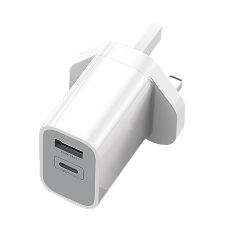TOTUDESIGN CACQ-015 Glory Series 20W Type-C / USB-C + USB Fast Charging Travel Charger Power Adapter, UK Plug(White) - USB Charger by TOTUDESIGN | Online Shopping South Africa | PMC Jewellery