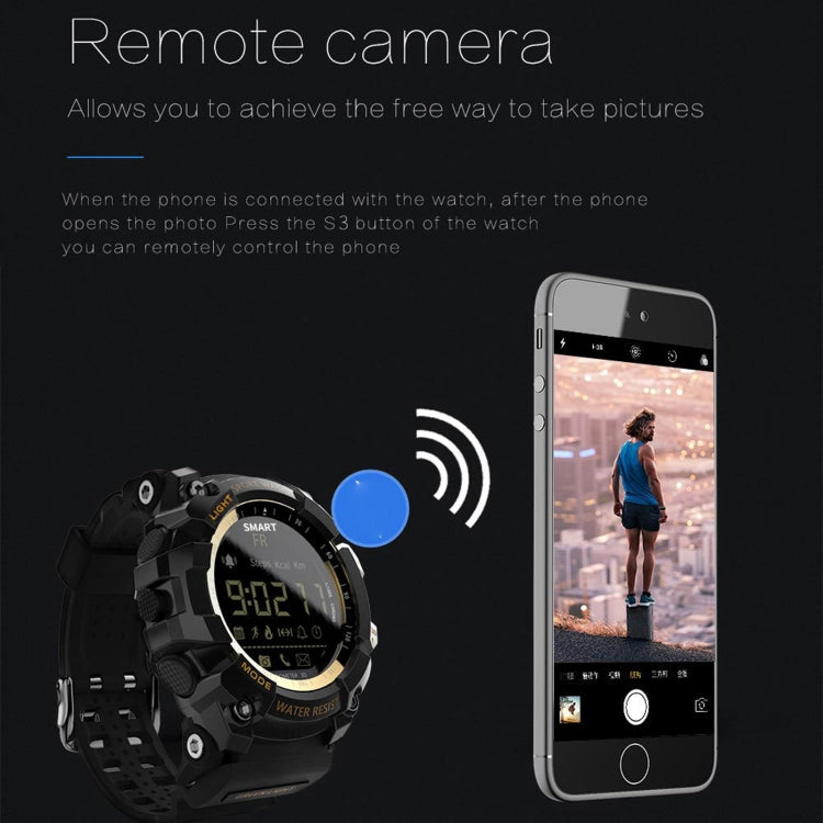 Lokmat MK16 LCD Screen 50m Waterproof Smart Watch, Support Information Reminder / Remote Camera / Walking Motion Monitor(Gold) - Smart Watches by Lokmat | Online Shopping South Africa | PMC TechLife | Buy Now Pay Later Mobicred
