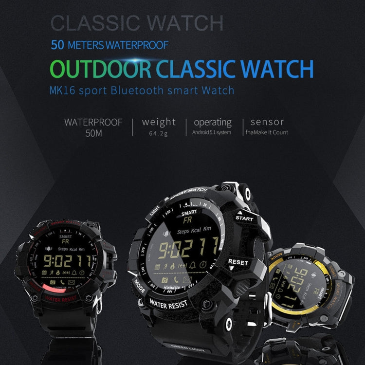 Lokmat MK16 LCD Screen 50m Waterproof Smart Watch, Support Information Reminder / Remote Camera / Walking Motion Monitor(Gold) - Smart Watches by Lokmat | Online Shopping South Africa | PMC TechLife | Buy Now Pay Later Mobicred