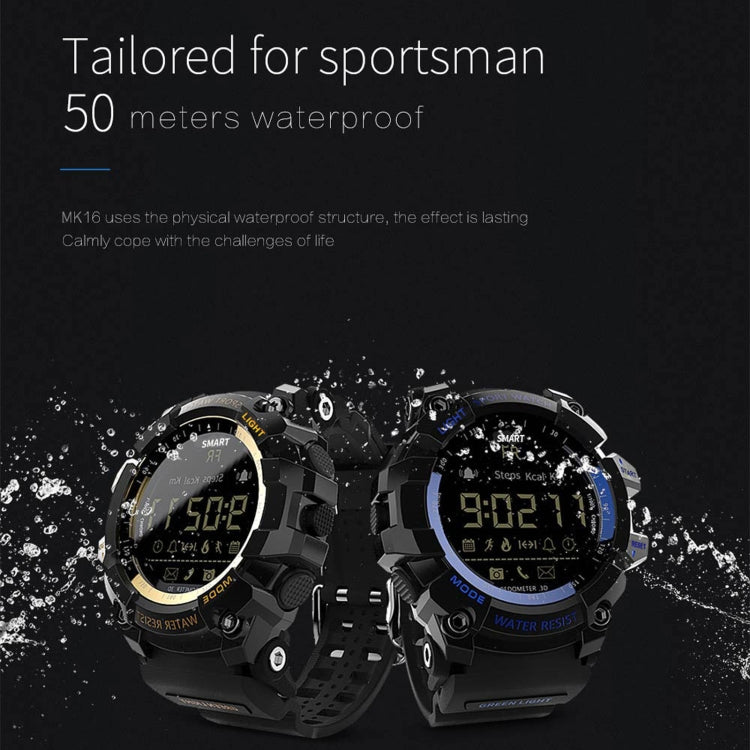 Lokmat MK16 LCD Screen 50m Waterproof Smart Watch, Support Information Reminder / Remote Camera / Walking Motion Monitor(Gold) - Smart Watches by Lokmat | Online Shopping South Africa | PMC TechLife | Buy Now Pay Later Mobicred