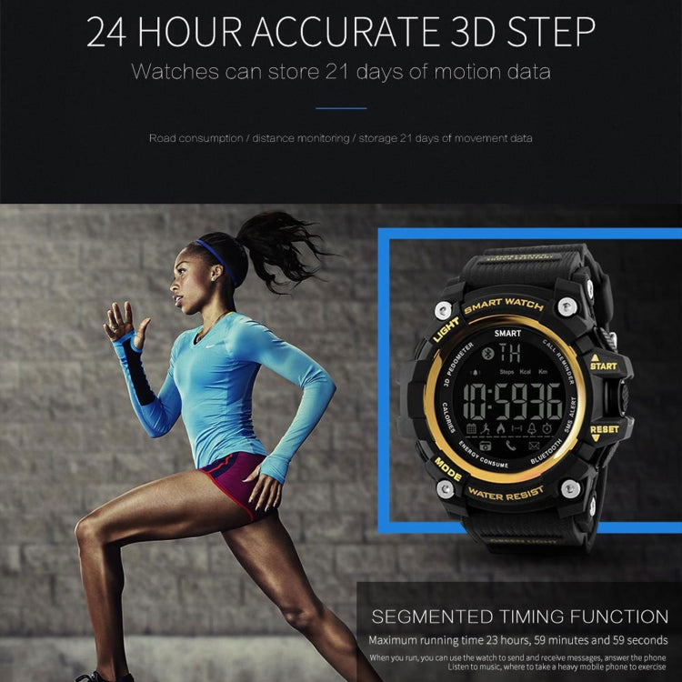 Lokmat MK16 LCD Screen 50m Waterproof Smart Watch, Support Information Reminder / Remote Camera / Walking Motion Monitor(Gold) - Smart Watches by Lokmat | Online Shopping South Africa | PMC TechLife | Buy Now Pay Later Mobicred