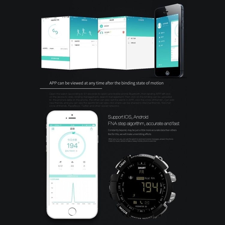 Lokmat MK16 LCD Screen 50m Waterproof Smart Watch, Support Information Reminder / Remote Camera / Walking Motion Monitor(Black) - free shipping - PMC TechLife - Order now!