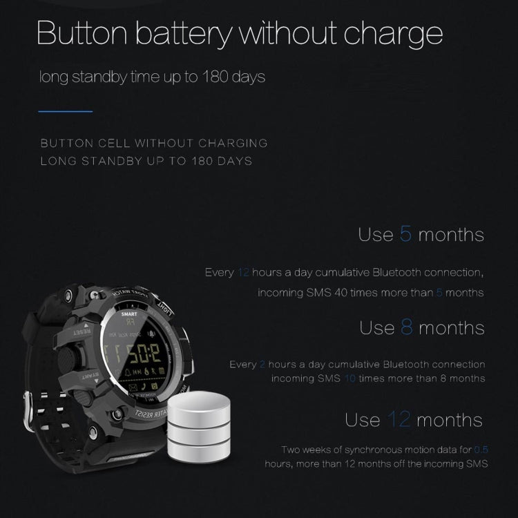 Lokmat MK16 LCD Screen 50m Waterproof Smart Watch, Support Information Reminder / Remote Camera / Walking Motion Monitor(Black) - free shipping - PMC TechLife - Order now!