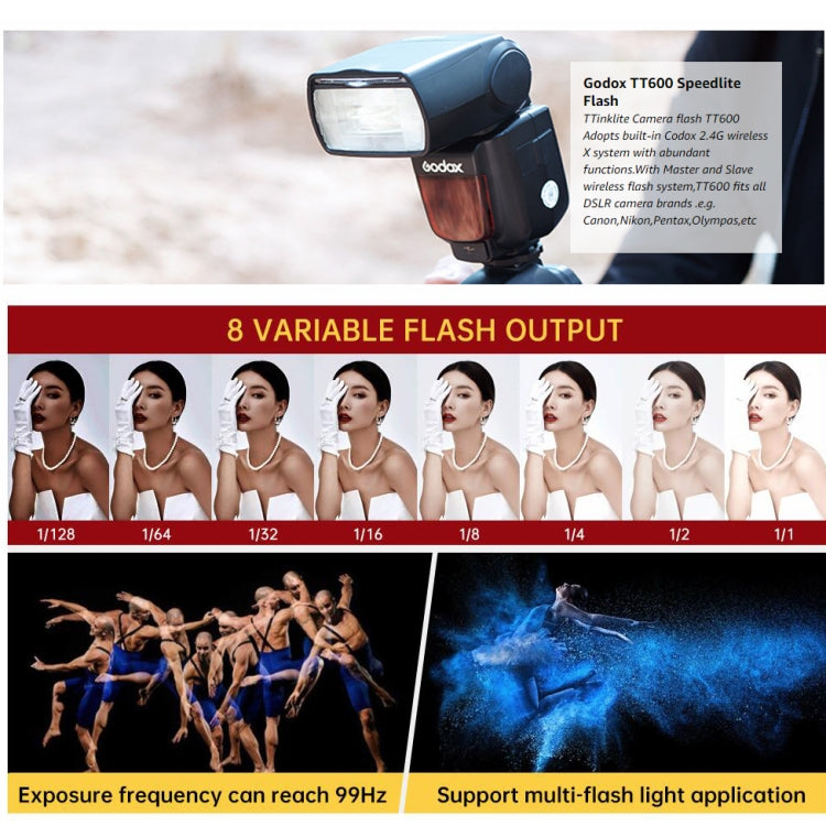 Godox TT600 2.4GHz Wireless 1/8000s HSS Flash Speedlite Camera Top Fill Light for Canon / Nikon DSLR Cameras(Black) - free shipping - PMC TechLife - Order now!