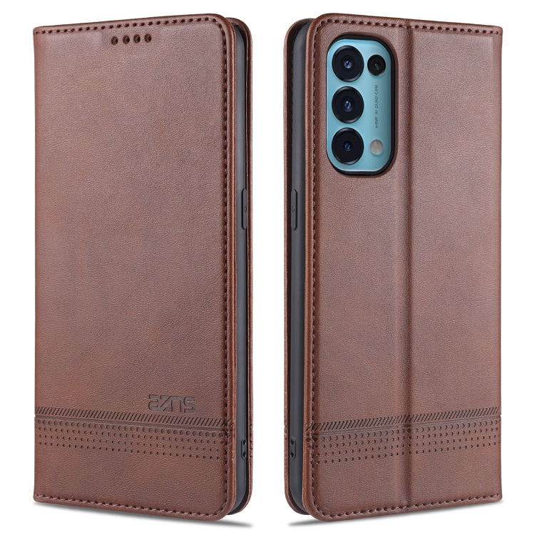 For Oppo Reno5 5G AZNS Magnetic Calf Texture Horizontal Flip Leather Case with Card Slots & Holder & Wallet(Dark Brown) - OPPO Cases by AZNS | Online Shopping South Africa | PMC TechLife | Buy Now Pay Later Mobicred
