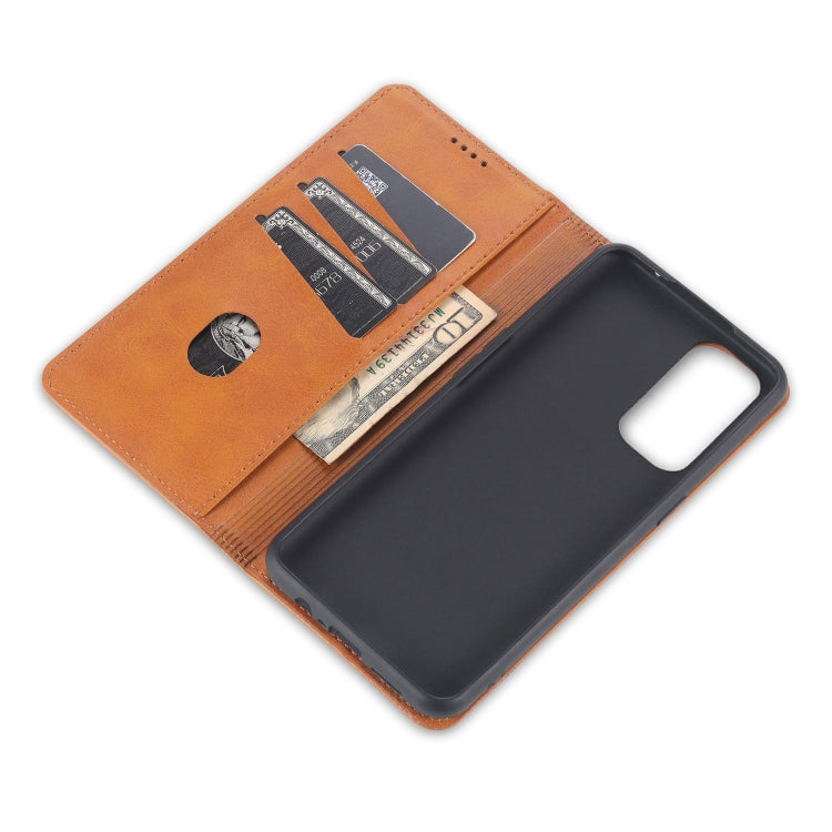For Oppo Reno5 5G AZNS Magnetic Calf Texture Horizontal Flip Leather Case with Card Slots & Holder & Wallet(Dark Brown) - OPPO Cases by AZNS | Online Shopping South Africa | PMC TechLife | Buy Now Pay Later Mobicred