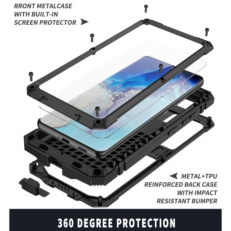 For Samsung Galaxy S21 Ultra 5G R-JUST Shockproof Waterproof Dust-proof Metal + Silicone Protective Case with Holder(Black) - Galaxy S21 Ultra 5G Cases by R-JUST | Online Shopping South Africa | PMC TechLife | Buy Now Pay Later Mobicred