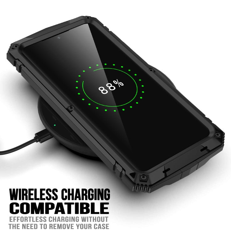 For Samsung Galaxy S21 Ultra 5G R-JUST Shockproof Waterproof Dust-proof Metal + Silicone Protective Case with Holder(Black) - Galaxy S21 Ultra 5G Cases by R-JUST | Online Shopping South Africa | PMC TechLife | Buy Now Pay Later Mobicred