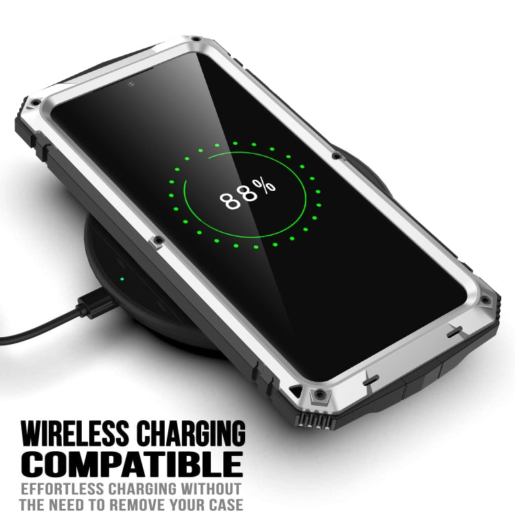 For Samsung Galaxy S21 Ultra 5G R-JUST Shockproof Waterproof Dust-proof Metal + Silicone Protective Case with Holder(Silver) - Galaxy S21 Ultra 5G Cases by R-JUST | Online Shopping South Africa | PMC TechLife | Buy Now Pay Later Mobicred