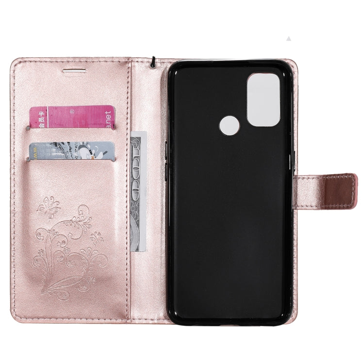 For OPPO A53 (2020) / A53s / A33 (2020) / A32 3D Butterflies Embossing Pattern Horizontal Flip Leather Case with Holder & Card Slot & Wallet(Rose Gold) - free shipping - PMC TechLife - Order now!