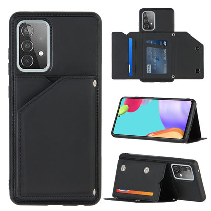 For Samsung Galaxy A52 5G / 4G Skin Feel PU + TPU + PC Back Cover Shockproof Case with Card Slots & Holder & Photo Frame(Black) - Galaxy Phone Cases by PMC Jewellery | Online Shopping South Africa | PMC Jewellery