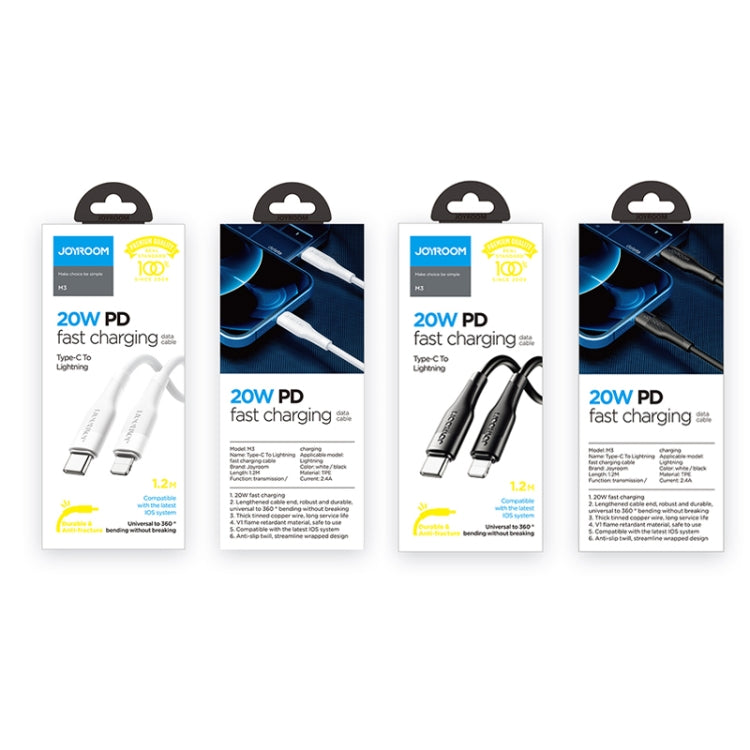 JOYROOM S-1224M3 20W 2.4A USB-C / Type-C to 8 Pin PD Fast Charging Data Cable, Cable Length: 1.2m(Black) - Normal Style Cable by JOYROOM | Online Shopping South Africa | PMC Jewellery