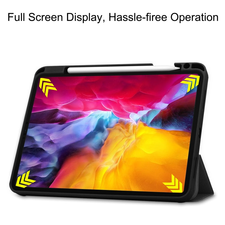 For iPad Pro 11 2022 / 2021 Pure Color Horizontal Flip TPU + PU Leather Tablet Case with Three-folding Holder & Sleep / Wake-up Function & Pen Slot(Black) - free shipping - PMC TechLife - Order now!