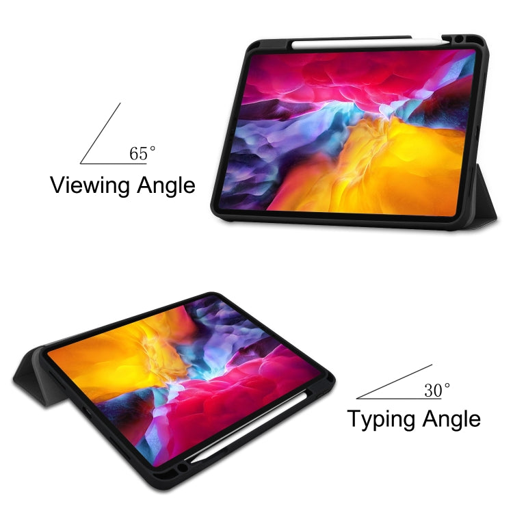 For iPad Pro 11 2022 / 2021 Pure Color Horizontal Flip TPU + PU Leather Tablet Case with Three-folding Holder & Sleep / Wake-up Function & Pen Slot(Black) - free shipping - PMC TechLife - Order now!