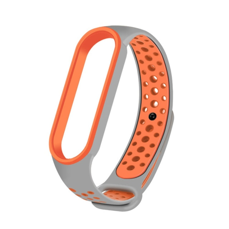 For Xiaomi Mi Band 6 (CA8856) Breathable Silicone Watch Band with Holes(Grey+Orange) - free shipping - PMC TechLife - Order now!