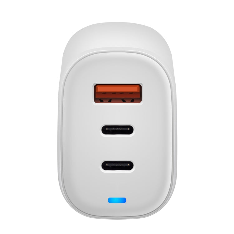 XY 65W USB + Dual USB-C / Type-C Gallium Nitride Travel Charger Set with LED Indicator & Detachable Plug, US Plug(White) - free shipping - PMC TechLife - Order now!