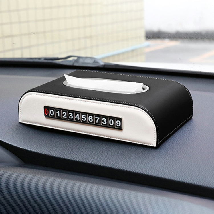 Universal Car Tissue Box with Temporary Parking Phone Number Card(Black) - Tissue Boxes by PMC Jewellery | Online Shopping South Africa | PMC Jewellery