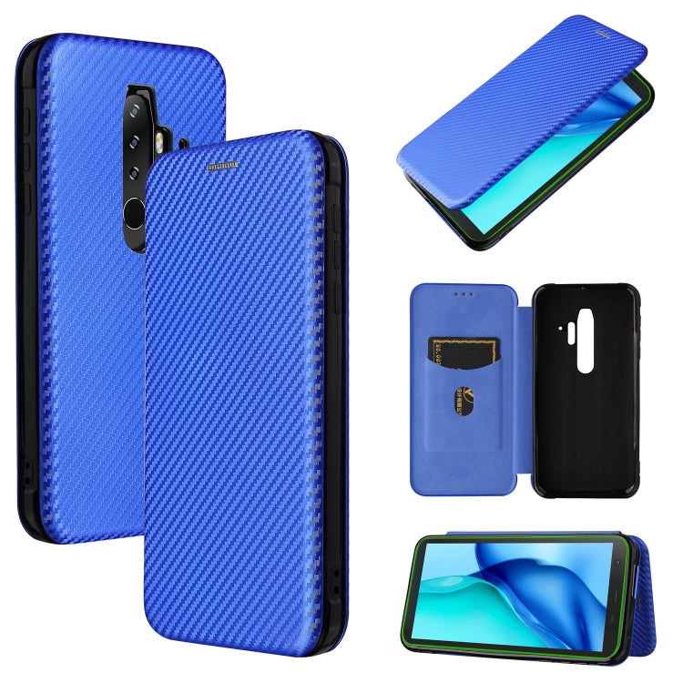 For Blackview BV6300 Pro Carbon Fiber Texture Horizontal Flip TPU + PC + PU Leather Case with Card Slot(Blue) - free shipping - PMC TechLife - Order now!
