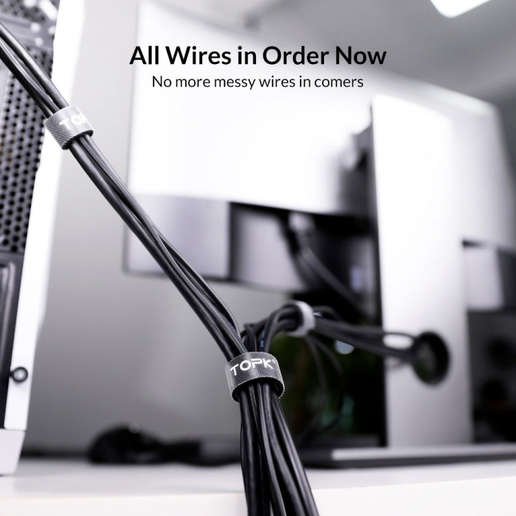 4 PCS TOPK Reusable & Dividable Nylon Tie-wraps Hook and Loop Fastener Cable Ties, Length:2m - free shipping - PMC TechLife - Order now!