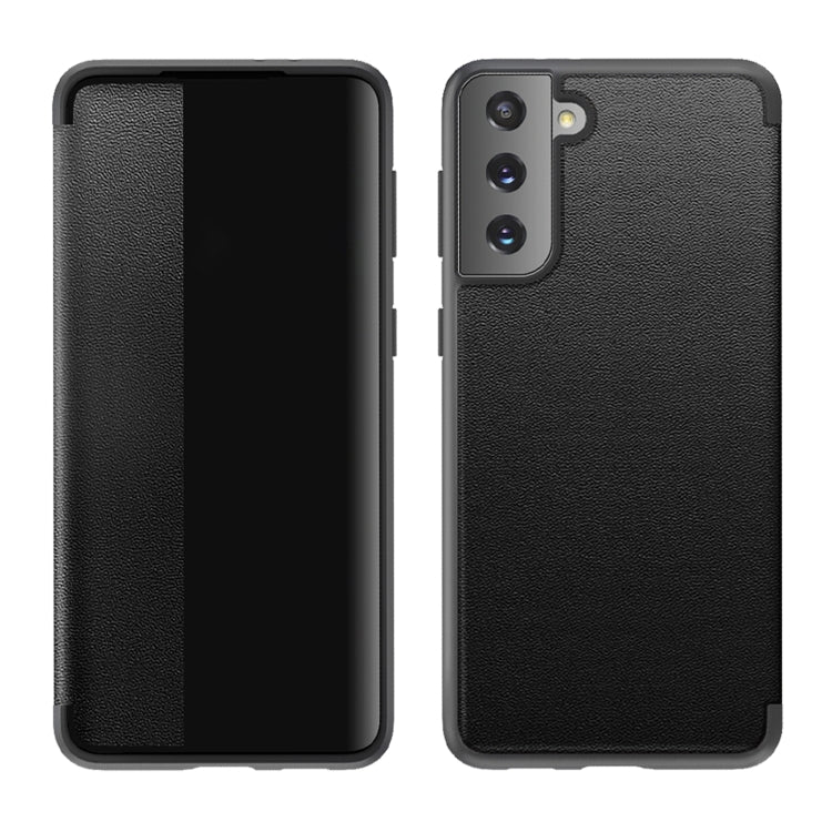 For Samsung Galaxy S21 Ultra 5G Magnetic Side Window View Shockproof Horizontal Flip Leather Case(Black) - Galaxy S21 Ultra 5G Cases by PMC TechLife | Online Shopping South Africa | PMC TechLife | Buy Now Pay Later Mobicred