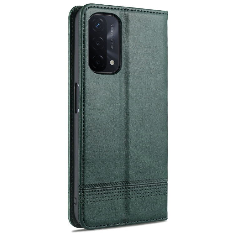 For OPPO A74 (5G) AZNS Magnetic Calf Texture Horizontal Flip Leather Case with Card Slots & Holder & Wallet(Dark Green) - OPPO Cases by AZNS | Online Shopping South Africa | PMC TechLife | Buy Now Pay Later Mobicred