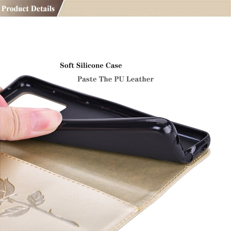 For Samsung Galaxy A12 Rose Embossed Horizontal Flip PU Leather Case with Holder & Card Slots & Wallet(Gold) - free shipping - PMC TechLife - Order now!