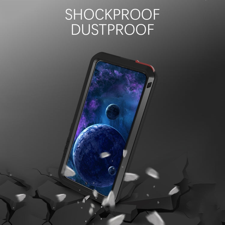 For Samsung Galaxy A52 5G / 4G LOVE MEI Metal Shockproof Waterproof Dustproof Protective Case with Glass(Black) - Galaxy Phone Cases by LOVE MEI | Online Shopping South Africa | PMC TechLife | Buy Now Pay Later Mobicred