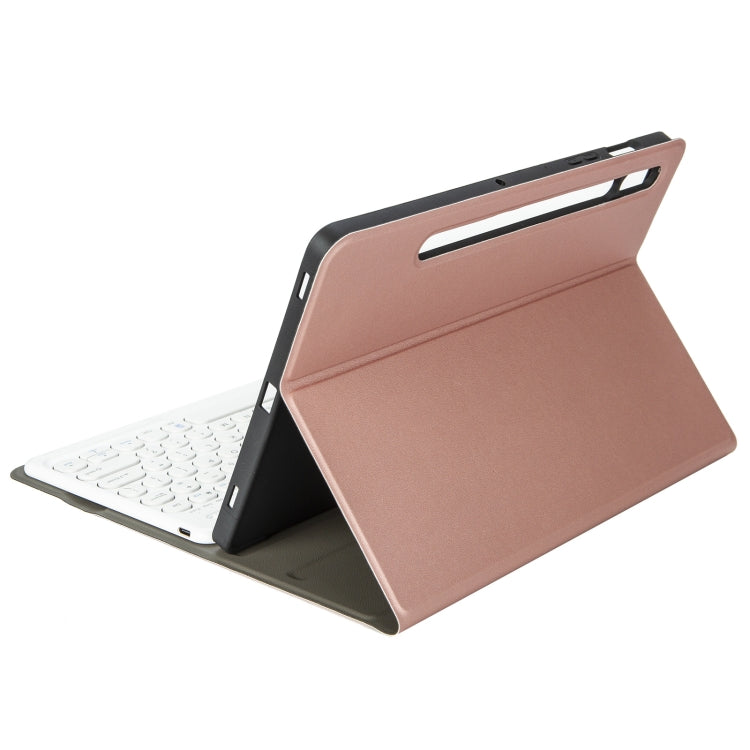 YA610B Detachable Lambskin Texture Round Keycap Bluetooth Keyboard Leather Tablet Case with Pen Slot & Stand For Samsung Galaxy Tab S6 Lite 10.4 P610 & P615 (2020)(Rose Gold) - free shipping - PMC TechLife - Order now!