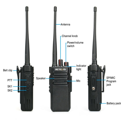 RETEVIS RT29 10W UHF 400-480MHz 16CHS Two Way Radio Handheld Walkie Talkie, US Plug(Black) - Handheld Walkie Talkie by RETEVIS | Online Shopping South Africa | PMC Jewellery
