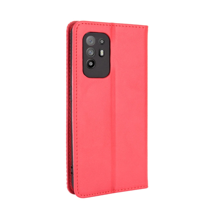 For OPPO A94 5G / Reno5Z 5G / F19 Pro+ 5G Magnetic Buckle Retro Crazy Horse Texture Horizontal Flip Leather Case with Holder & Card Slots & Photo Frame(Red) - free shipping - PMC TechLife - Order now!