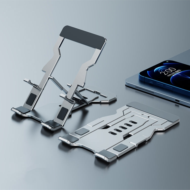 R-JUST HZ06 Universal Foldable Magnetic Flakes Aluminum Alloy Mobile Phones / Tablets Holder(Silver) - Desktop Holder by R-JUST | Online Shopping South Africa | PMC TechLife | Buy Now Pay Later Mobicred