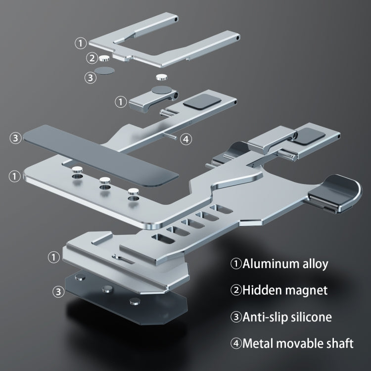 R-JUST HZ06 Universal Foldable Magnetic Flakes Aluminum Alloy Mobile Phones / Tablets Holder(Silver) - Desktop Holder by R-JUST | Online Shopping South Africa | PMC TechLife | Buy Now Pay Later Mobicred