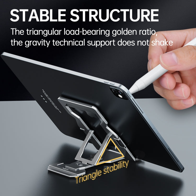R-JUST HZ06 Universal Foldable Magnetic Flakes Aluminum Alloy Mobile Phones / Tablets Holder(Grey) - Desktop Holder by R-JUST | Online Shopping South Africa | PMC TechLife
