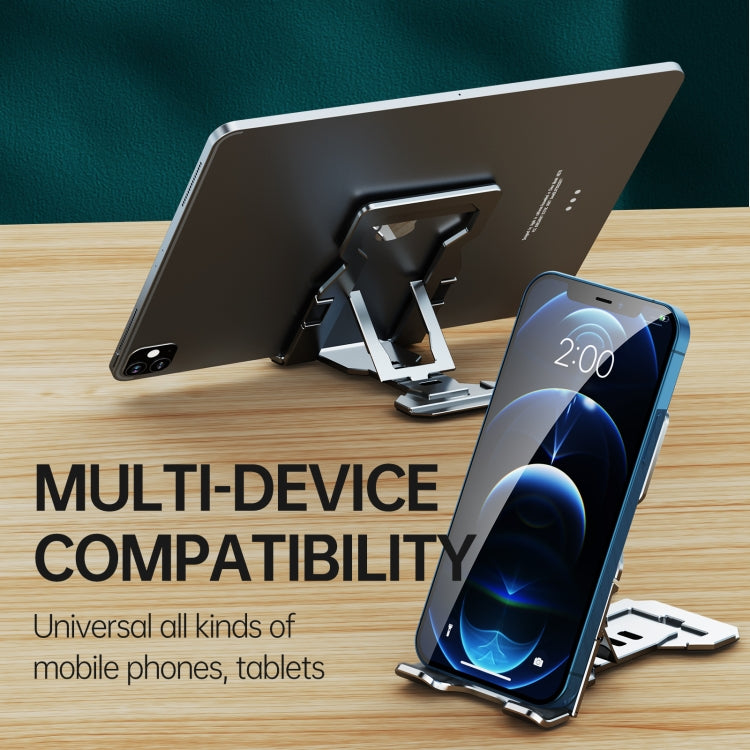 R-JUST HZ06 Universal Foldable Magnetic Flakes Aluminum Alloy Mobile Phones / Tablets Holder(Grey) - Desktop Holder by R-JUST | Online Shopping South Africa | PMC TechLife