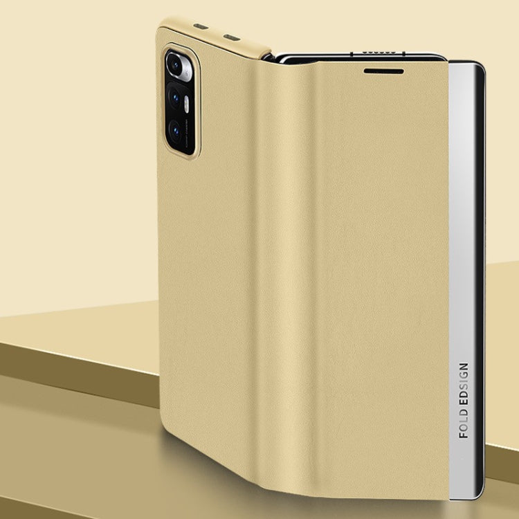 For Xiaomi Mi Mix Fold Matte First Layer Cowhide Folding Leather Case(Yellow) - Xiaomi Cases by PMC TechLife | Online Shopping South Africa | PMC TechLife