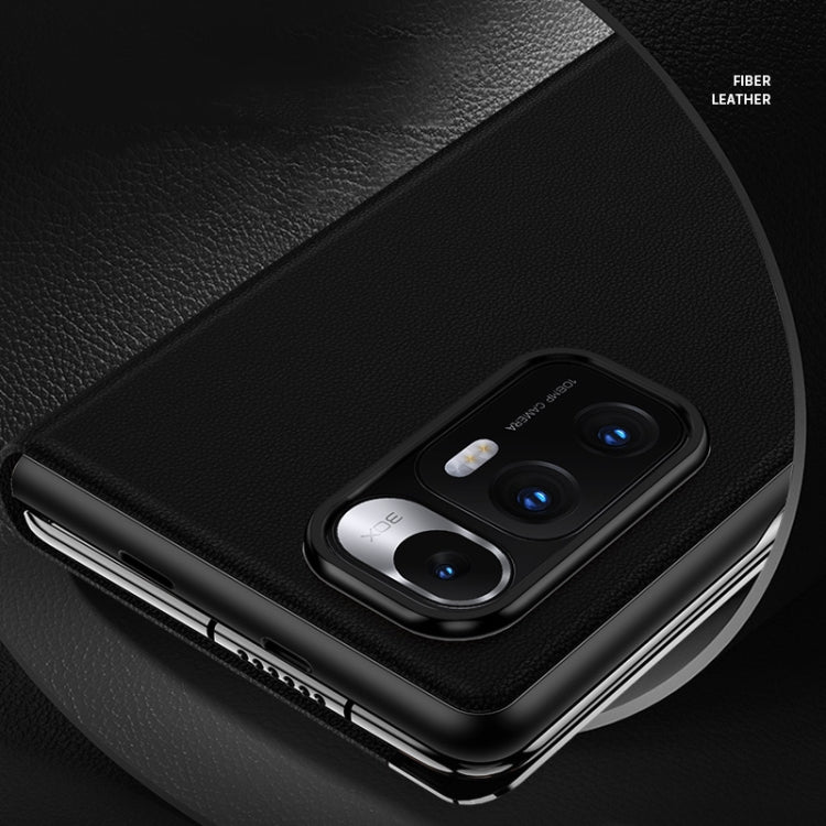 For Xiaomi Mi Mix Fold Matte First Layer Cowhide Folding Leather Case(Black) - Xiaomi Cases by PMC TechLife | Online Shopping South Africa | PMC TechLife