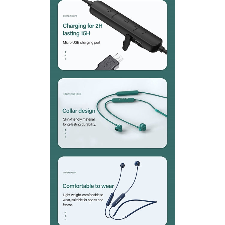 Original Lenovo SH1 Intelligent Noise Reduction Neck-mounted Magnetic Wire-controlled Bluetooth Earphone, Support Call(Green) - Neck-mounted Earphone by Lenovo | Online Shopping South Africa | PMC Jewellery