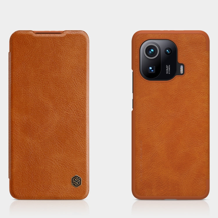 For Xiaomi Mi 11 Pro NILLKIN QIN Series Crazy Horse Texture Horizontal Flip Leather Case with Card Slot(Brown) - Xiaomi Cases by NILLKIN | Online Shopping South Africa | PMC Jewellery