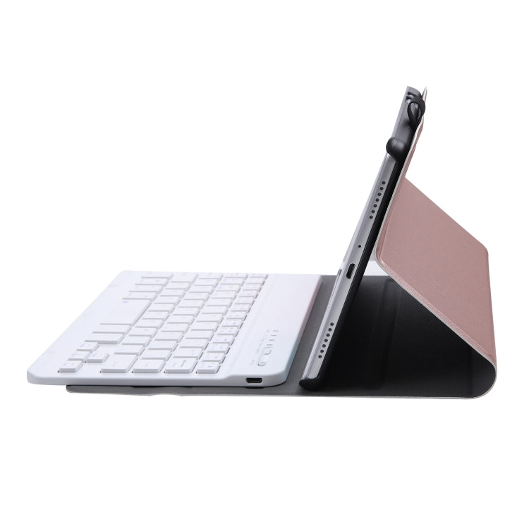 A220 Splittable Bluetooth Keyboard Leather Tablet Case for Samsung Galaxy Tab A7 Lite 8.7 T220 / T225, with Holder & Elastic Band Function(Rose Gold) - free shipping - PMC TechLife - Order now!