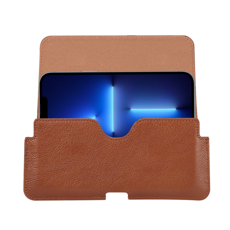 Universal Cow Leather Horizontal Mobile Phone Leather Case Waist Bag For 7.2 inch and Below Phones(Brown) - More iPhone Cases by PMC TechLife | Online Shopping South Africa | PMC TechLife | Buy Now Pay Later Mobicred