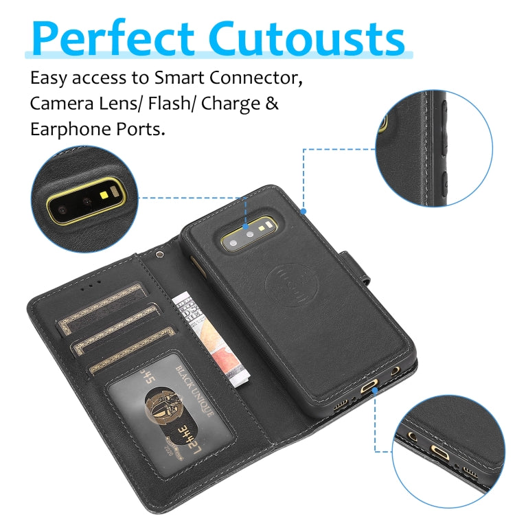 For Samsung Galaxy S10e Calf Texture 2 in 1 Detachable Magnetic Back Cover Horizontal Flip Leather Case with Holder & Card Slots & Wallet & Photo Frame(Black) - free shipping - PMC TechLife - Order now!