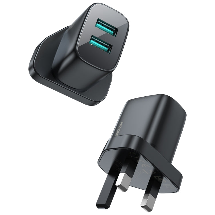 JOYROOM L-2A123 2.4A 12W Dual Ports Mini Fast Charger, Plug Type:UK Plug(Black) - USB Charger by JOYROOM | Online Shopping South Africa | PMC Jewellery