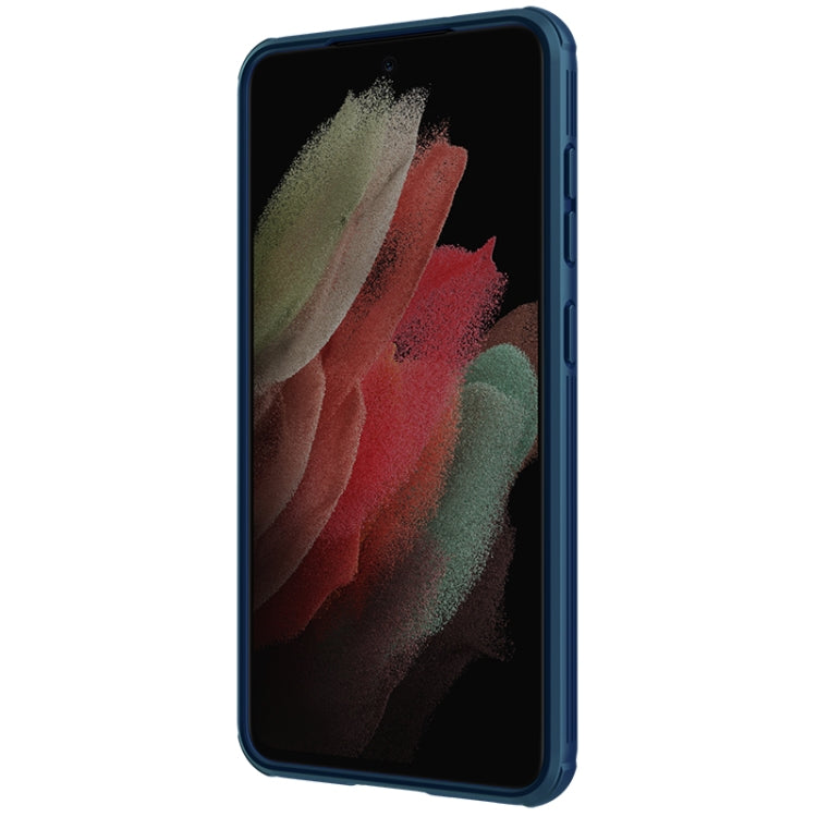 For Samsung Galaxy S21 FE 5G NILLKIN Black Mirror Pro Series Camshield Full Coverage Dust-proof Scratch Resistant Phone Case(Blue) - Galaxy Phone Cases by NILLKIN | Online Shopping South Africa | PMC Jewellery