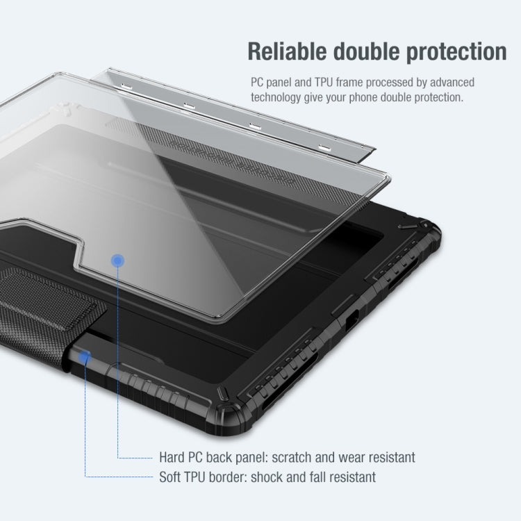 For iPad Pro 12.9 2022 / 2021 / 2020 NILLKIN Bumper Pro Horizontal Flip Leather Tablet Case with Pen Slot & Holder & Sleep / Wake-up Function (Blue) - free shipping - PMC TechLife - Order now!