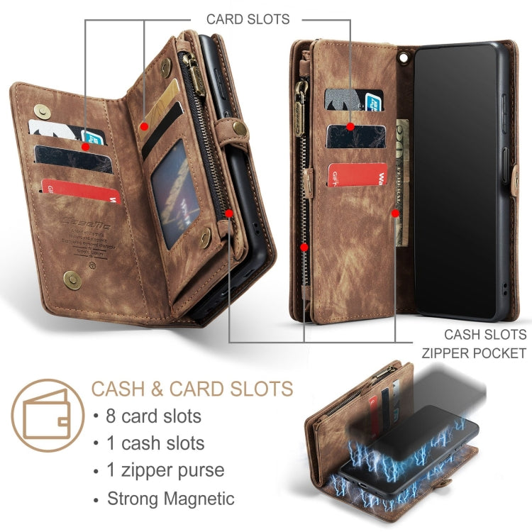 For Samsung Galaxy A12 CaseMe Detachable Multifunctional Horizontal Flip Leather Case, with Card Slot & Holder & Zipper Wallet & Photo Frame(Brown) - Galaxy Phone Cases by CaseMe | Online Shopping South Africa | PMC TechLife | Buy Now Pay Later Mobicred