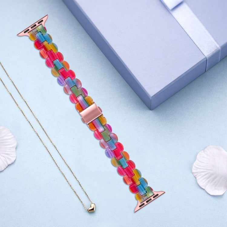 Oval Resin Watch Band For Apple Watch Series 9&8&7 41mm / SE 3&SE 2&6&SE&5&4 40mm / 3&2&1 38mm(Rainbow) - Watch Bands by PMC TechLife | Online Shopping South Africa | PMC TechLife | Buy Now Pay Later Mobicred