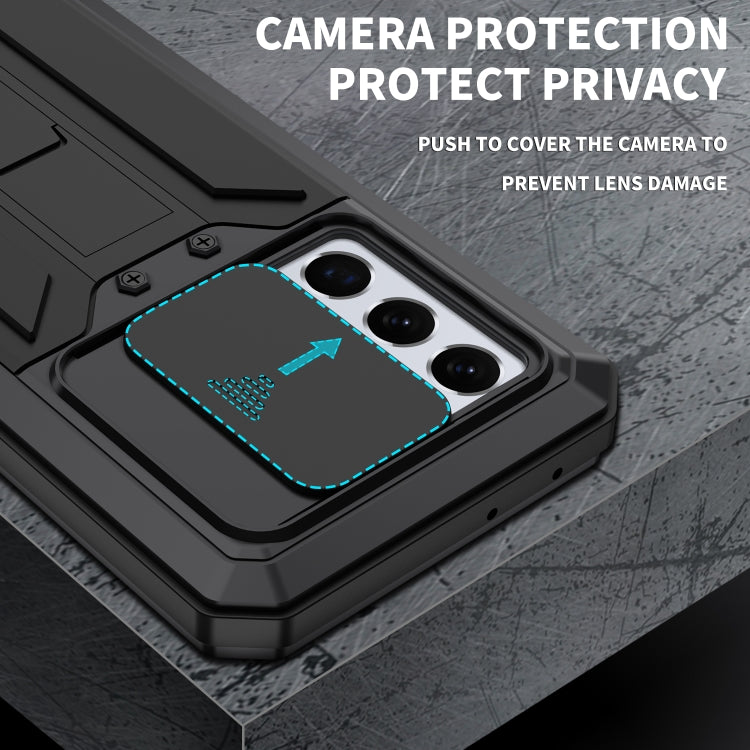 For Samsung Galaxy S21 Ultra 5G R-JUST Sliding Lens Cover Shockproof Dustproof Waterproof Metal + Silicone Case with Invisible Holder(Black) - Galaxy S21 Ultra 5G Cases by R-JUST | Online Shopping South Africa | PMC TechLife | Buy Now Pay Later Mobicred