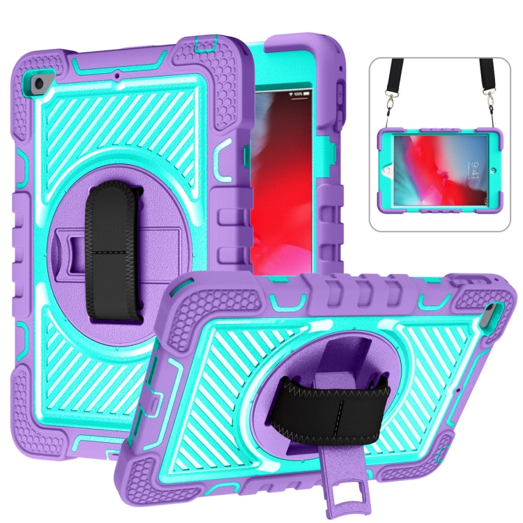 360 Degree Rotation Contrast Color Shockproof Silicone + PC Case with Holder & Hand Grip Strap & Shoulder Strap For iPad mini (2019) / 4(Purple+Mint Green) - free shipping - PMC TechLife - Order now!