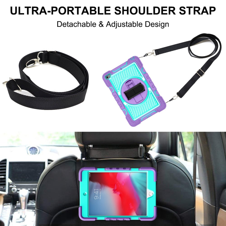 360 Degree Rotation Contrast Color Shockproof Silicone + PC Case with Holder & Hand Grip Strap & Shoulder Strap For iPad mini (2019) / 4(Purple+Mint Green) - free shipping - PMC TechLife - Order now!